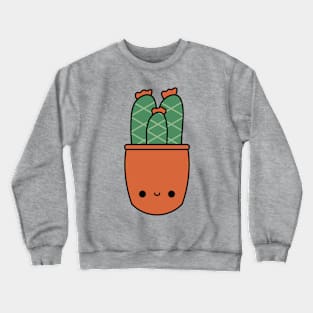 Cute Kawaii Cactus In Orange Pot Crewneck Sweatshirt